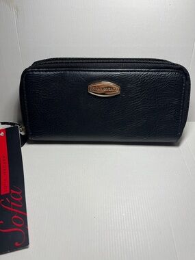 sofia by sofia‎ vergara Black Zip-Around Wallet with Gold Accent